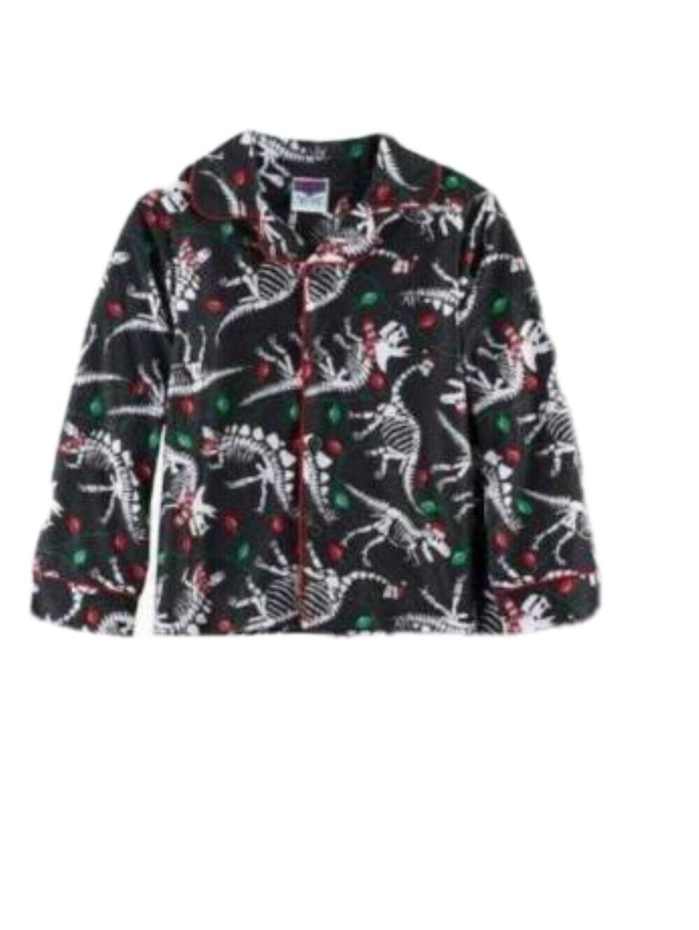 Up Late Christmas Pajama Shirt 4 Boys Black Fleece Skeleton Dinosaur Long Sleeve